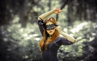 Gothic woodland masked woman portrait - fantasy style free wallpaper