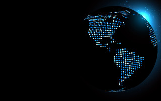 Blue globe hologram night sky - buckminster fuller free wallpaper
