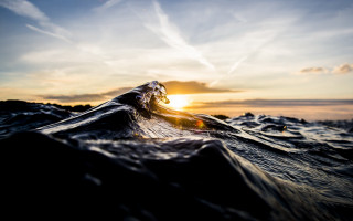 Wave sunset ocean clouds foamy - naturalism free wallpaper