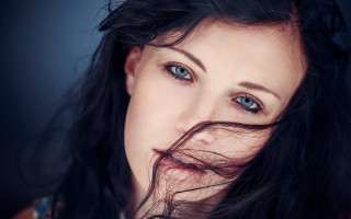 Woman long hair blue eyes 7 - the wind free wallpaper