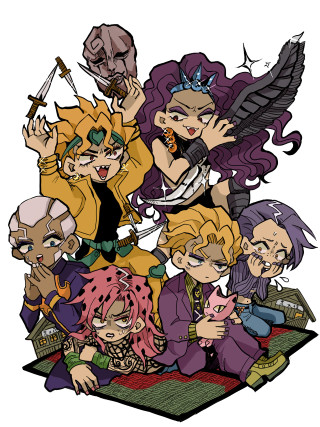 Cartoon characters expressions hair colors - holding free wallpaper