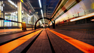 Train cityscape night motion blur - a tall building free wallpaper