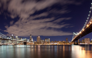 Bridge city night starry sky - long exposure free wallpaper