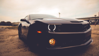 Black car yellow light bridge - yellow light free wallpaper