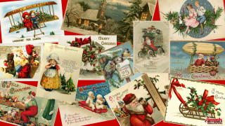 Christmas cards collage santa holiday - thomas kindkade free wallpaper