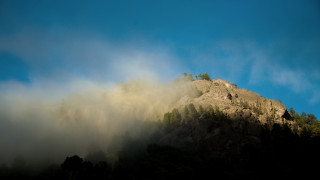 Mountain cloud trees blue sky - the top of it free wallpaper