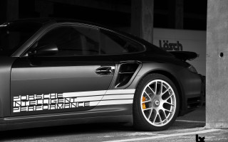Porsche gtr black white car - concept design free wallpaper