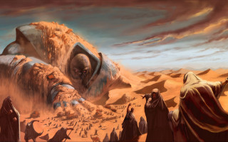 Desert giant creature group fantasy - anato finnstark free wallpaper