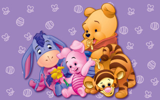 Winnie the pooh friends purple - heart free wallpaper