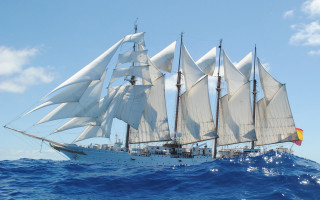 Sail boat ocean sunny day - claude rogers free wallpaper