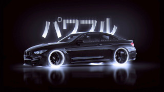Black car white light side - side in the dark free wallpaper