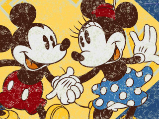 Cartoon couple dancing yellow background - pop surrealism free wallpaper
