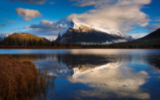 Mountain lake reflection sky clouds - derek chittock free wallpaper