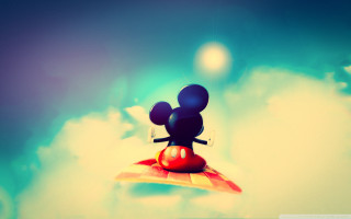 Mickey mouse surfboard sky clouds - a bright sun free wallpaper