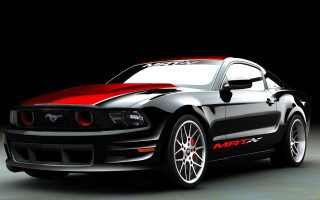 Black mustang red stripe parked - charles martin free wallpaper