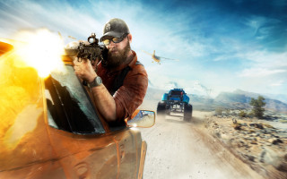 Man driving gun car helicopter - a car free wallpaper