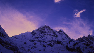 Snowy mountain purple sky city - domirinic fegallia free wallpaper
