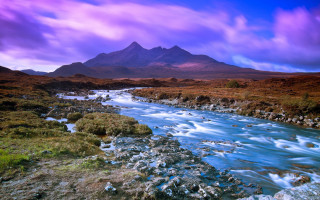 River valley purple sky mountains - alexander johnston free wallpaper