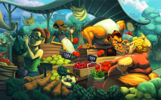 Man selling fruit woman green - a painting of a man free wallpaper