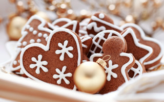 Cookies decorations gold ornament food - the side of the plate free wallpaper