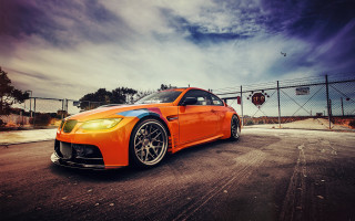 Car street fence clouds vibrant - vibrant color scheme free wallpaper