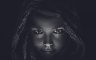 Creepy hooded woman nose piercing - a nose free wallpaper
