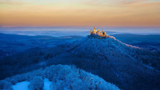 Castle hill sunset clouds matte - a castle free wallpaper