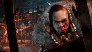 Bloody man primitivism wooden armor - a bloody face free wallpaper