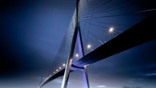 Tall bridge night lights skyline - almada negreiro free wallpaper