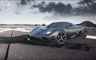 Sports car runway cloudy sky 2 - path free wallpaper