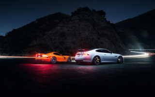 Night parking mountain aurora car - andrew law free wallpaper