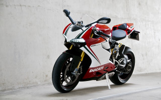 Red white motorcycle parking lot 3 - duccio free wallpaper