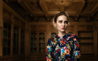 Woman floral dress library chandelier - the ceiling and a chandelier free wallpaper