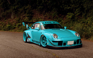 Blue car racing number forest 2 - racing free wallpaper