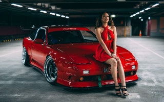 Red dress woman sitting on - eleanor best free wallpaper