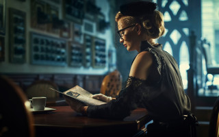 Woman reading coffee library blurry - a large window free wallpaper
