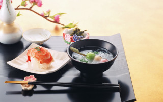 Soup bowl chopsticks vase flowers - gutai group free wallpaper