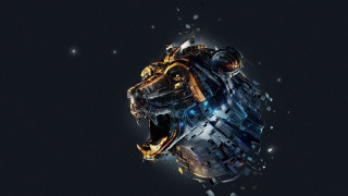 Futuristic dog head lights space - futuristic free wallpaper for desktop