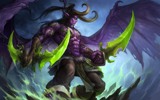 Purple demon horns green tail - hearthstone free wallpaper