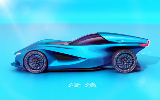 Blue car chinese 3d render - a blue car free wallpaper