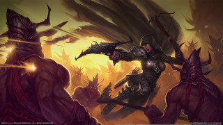 Fantasy woman sword demonic creatures - demonic creature free wallpaper