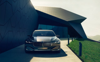 Silver car building grassy 3d - a black roof free wallpaper
