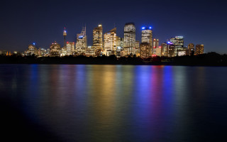 City skyline night reflections starry - elizabeth durack free wallpaper
