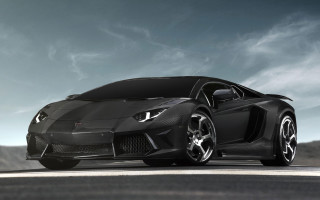 Black sports car daytime cloudy - matte finish free wallpaper for desktop