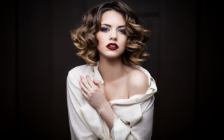 Woman redlipstick white shirt darkroom - red lipstick free wallpaper