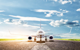 Large jetliner runway blue sky 2 - shining free wallpaper