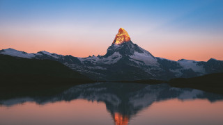 Mountain reflection water sunset landscape - a reflection free wallpaper