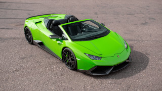 Green sports car roof down - a roof free wallpaper