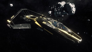 Spacecraft rocky mountains aurora starry - a space ship free wallpaper