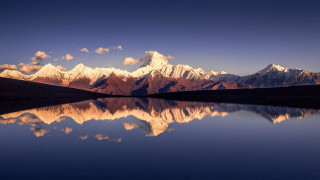Mountain reflection lake sunset clouds 5 - sunset free wallpaper